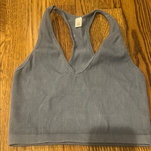 Free People Gray Ribbed Tank Crop Top